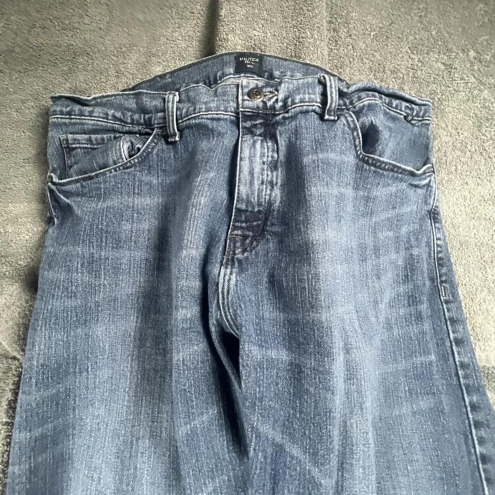 Nautica Jeans Mens 38x32 Blue Dark‎ Wash Cotton Stretch Original Relaxed Fit